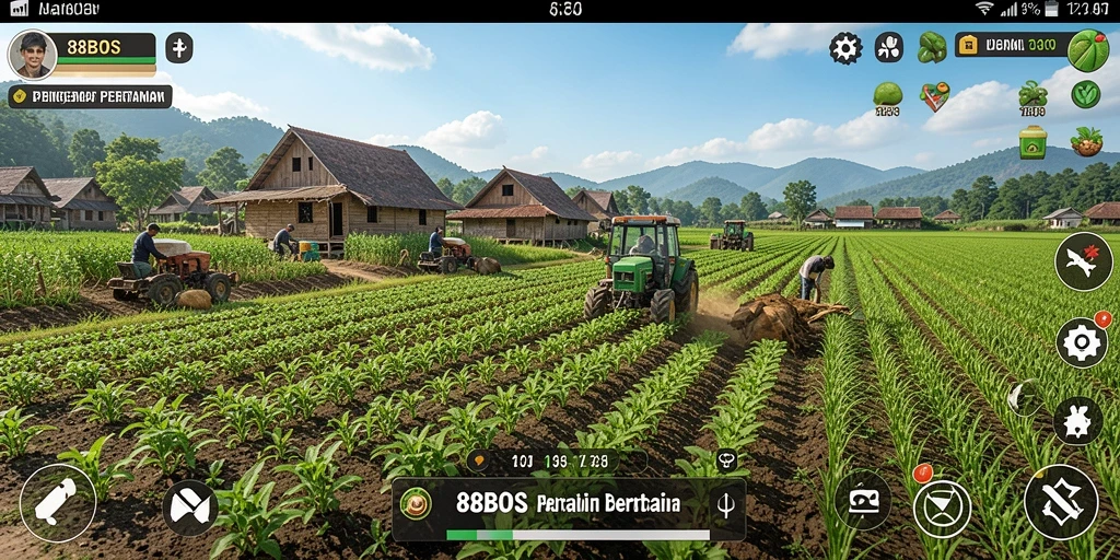 Screenshot gameplay 88BOS menunjukkan aktivitas bertani yang seru.