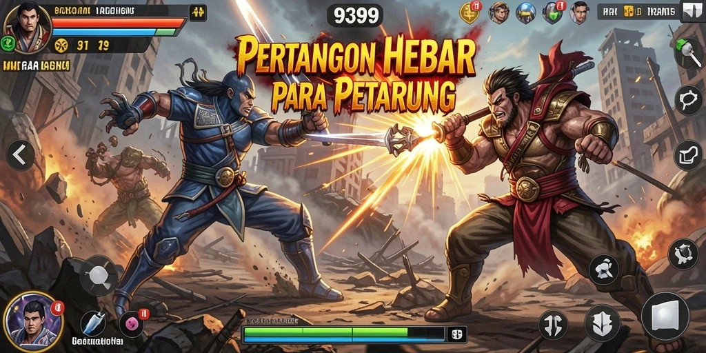 Tampilan aksi gameplay seru dalam pertarungan 9399.
