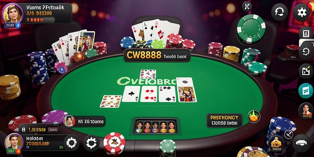 Tampilan permainan Poker yang seru dan mendebarkan di CW8888.