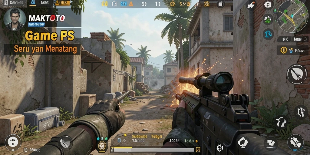 Gameplay epik dalam <strong>MAKTOTO</strong> dengan aksi FPS yang mendebarkan.