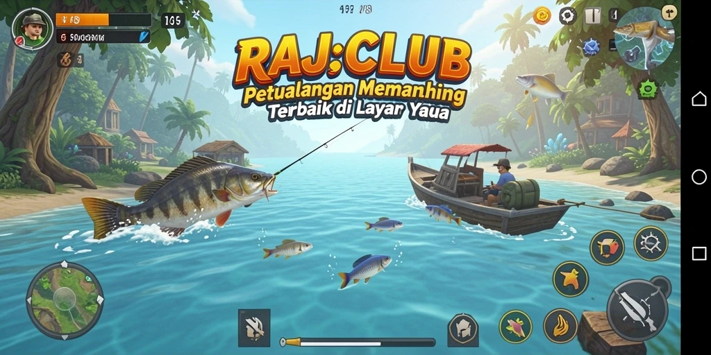 Tampilan gameplay RAJACLUB yang menampilkan aksi memancing seru.