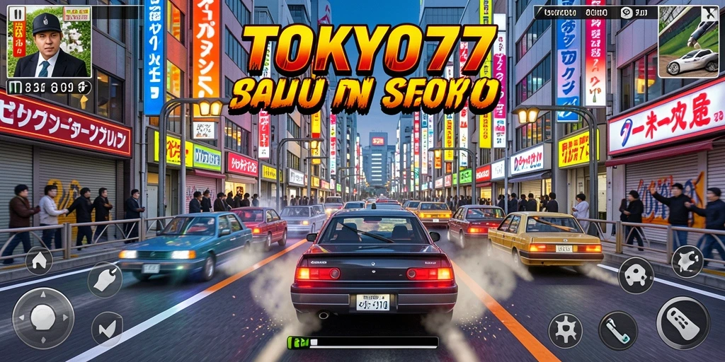 Gameplay seru balap mobil di jalanan Tokyo.